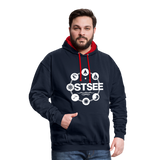 Ostsee Symbole - Männer Kontrast-Hoodie - Navy/Rot