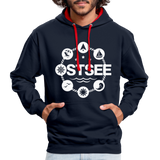 Ostsee Symbole - Männer Kontrast-Hoodie - Navy/Rot