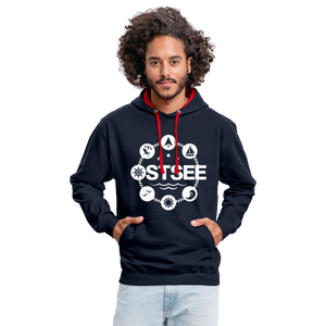 Ostsee Symbole - Männer Kontrast-Hoodie - Navy/Rot