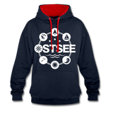 Ostsee Symbole - Männer Kontrast-Hoodie - Navy/Rot