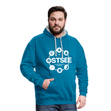 Ostsee Symbole - Männer Kontrast-Hoodie - Pfauenblau/Grau meliert