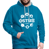 Ostsee Symbole - Männer Kontrast-Hoodie - Pfauenblau/Grau meliert