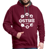 Ostsee Symbole - Männer Kontrast-Hoodie - Weinrot/Anthrazit