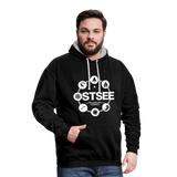 Ostsee Symbole - Männer Kontrast-Hoodie - Schwarz/Grau meliert