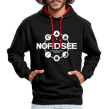 Nordsee Symbole - Männer Kontrast-Hoodie - Schwarz/Rot