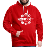 Nordsee Symbole - Männer Kontrast-Hoodie - Rot/Weiß