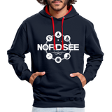 Nordsee Symbole - Männer Kontrast-Hoodie - Navy/Rot