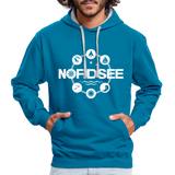 Nordsee Symbole - Männer Kontrast-Hoodie - Pfauenblau/Grau meliert