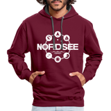 Nordsee Symbole - Männer Kontrast-Hoodie - Weinrot/Anthrazit