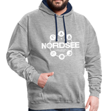 Nordsee Symbole - Männer Kontrast-Hoodie - Grau meliert/Navy