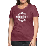 Nordsee Symbole - Frauen Premium T-Shirt - Bordeauxrot meliert