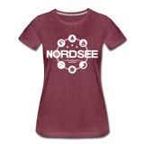 Nordsee Symbole - Frauen Premium T-Shirt - Bordeauxrot meliert