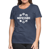 Nordsee Symbole - Frauen Premium T-Shirt - Blau meliert