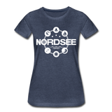 Nordsee Symbole - Frauen Premium T-Shirt - Blau meliert