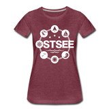 Ostsee Symbole - Frauen Premium T-Shirt - Bordeauxrot meliert