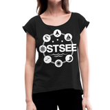 Ostsee Symbole - Frauen T-Shirt mit gerollten Ärmeln - Schwarz