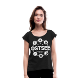 Ostsee Symbole - Frauen T-Shirt mit gerollten Ärmeln - Schwarz