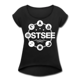 Ostsee Symbole - Frauen T-Shirt mit gerollten Ärmeln - Schwarz