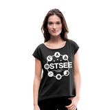 Ostsee Symbole - Frauen T-Shirt mit gerollten Ärmeln - Schwarz meliert