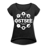 Ostsee Symbole - Frauen T-Shirt mit gerollten Ärmeln - Schwarz meliert