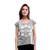 Ostsee Symbole - Frauen T-Shirt mit gerollten Ärmeln - Grau meliert