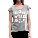 Ostsee Symbole - Frauen T-Shirt mit gerollten Ärmeln - Grau meliert