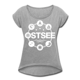 Ostsee Symbole - Frauen T-Shirt mit gerollten Ärmeln - Grau meliert