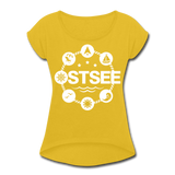 Ostsee Symbole - Frauen T-Shirt mit gerollten Ärmeln - Senfgelb