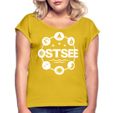 Ostsee Symbole - Frauen T-Shirt mit gerollten Ärmeln - Senfgelb