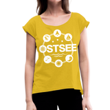 Ostsee Symbole - Frauen T-Shirt mit gerollten Ärmeln - Senfgelb