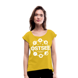 Ostsee Symbole - Frauen T-Shirt mit gerollten Ärmeln - Senfgelb