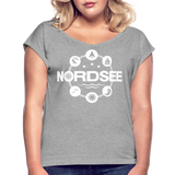 Nordsee Symbole - Frauen T-Shirt mit gerollten Ärmeln - Grau meliert