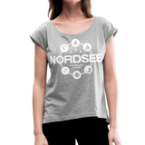 Nordsee Symbole - Frauen T-Shirt mit gerollten Ärmeln - Grau meliert