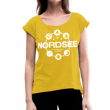 Nordsee Symbole - Frauen T-Shirt mit gerollten Ärmeln - Senfgelb