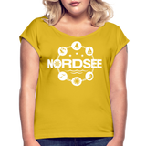 Nordsee Symbole - Frauen T-Shirt mit gerollten Ärmeln - Senfgelb