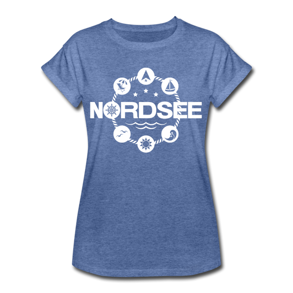 Nordsee Symbole - Frauen Oversize T-Shirt - Denim meliert