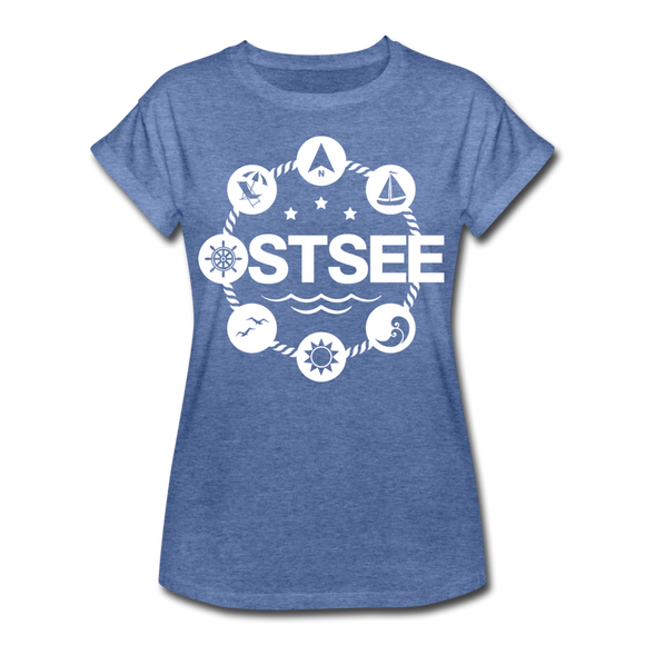 Ostsee Symbole - Frauen Oversize T-Shirt - Denim meliert