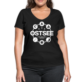 Ostsee Symbole - Frauen Bio-T-Shirt mit V-Ausschnitt von Stanley & Stella - Schwarz