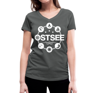 Ostsee Symbole - Frauen Bio-T-Shirt mit V-Ausschnitt von Stanley & Stella - Schwarz