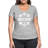 Ostsee Symbole - Frauen Bio-T-Shirt mit V-Ausschnitt von Stanley & Stella - Grau meliert