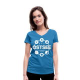 Ostsee Symbole - Frauen Bio-T-Shirt mit V-Ausschnitt von Stanley & Stella - Pfauenblau