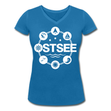 Ostsee Symbole - Frauen Bio-T-Shirt mit V-Ausschnitt von Stanley & Stella - Pfauenblau