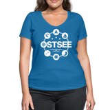 Ostsee Symbole - Frauen Bio-T-Shirt mit V-Ausschnitt von Stanley & Stella - Pfauenblau