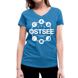 Ostsee Symbole - Frauen Bio-T-Shirt mit V-Ausschnitt von Stanley & Stella - Pfauenblau