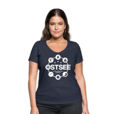 Ostsee Symbole - Frauen Bio-T-Shirt mit V-Ausschnitt von Stanley & Stella - Navy