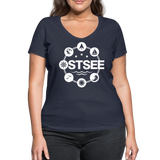 Ostsee Symbole - Frauen Bio-T-Shirt mit V-Ausschnitt von Stanley & Stella - Navy