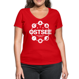 Ostsee Symbole - Frauen Bio-T-Shirt mit V-Ausschnitt von Stanley & Stella - Rot