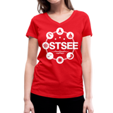 Ostsee Symbole - Frauen Bio-T-Shirt mit V-Ausschnitt von Stanley & Stella - Rot