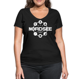 Nordsee Symbole - Frauen Bio-T-Shirt mit V-Ausschnitt von Stanley & Stella - Schwarz