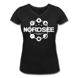 Nordsee Symbole - Frauen Bio-T-Shirt mit V-Ausschnitt von Stanley & Stella - Schwarz